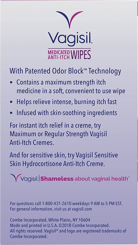 Vagisil Maximum Strength Anti-Itch Medicated Feminine Wipes - 01150906003-Pack - LL Medico