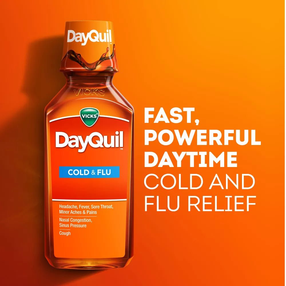 Vicks DayQuil Cold and Flu Medicine Liquid, 12 fl oz - 37000055512 - LL Medico