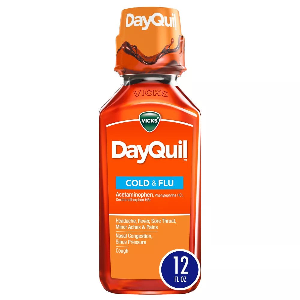 Vicks DayQuil Cold and Flu Medicine Liquid, 12 fl oz - 37000055512 - LL Medico