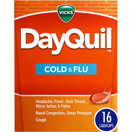 Vicks DayQuil Cold & Flu Multi - Symptom Relief, 16 LiquiCaps - 37000055816 - LL Medico