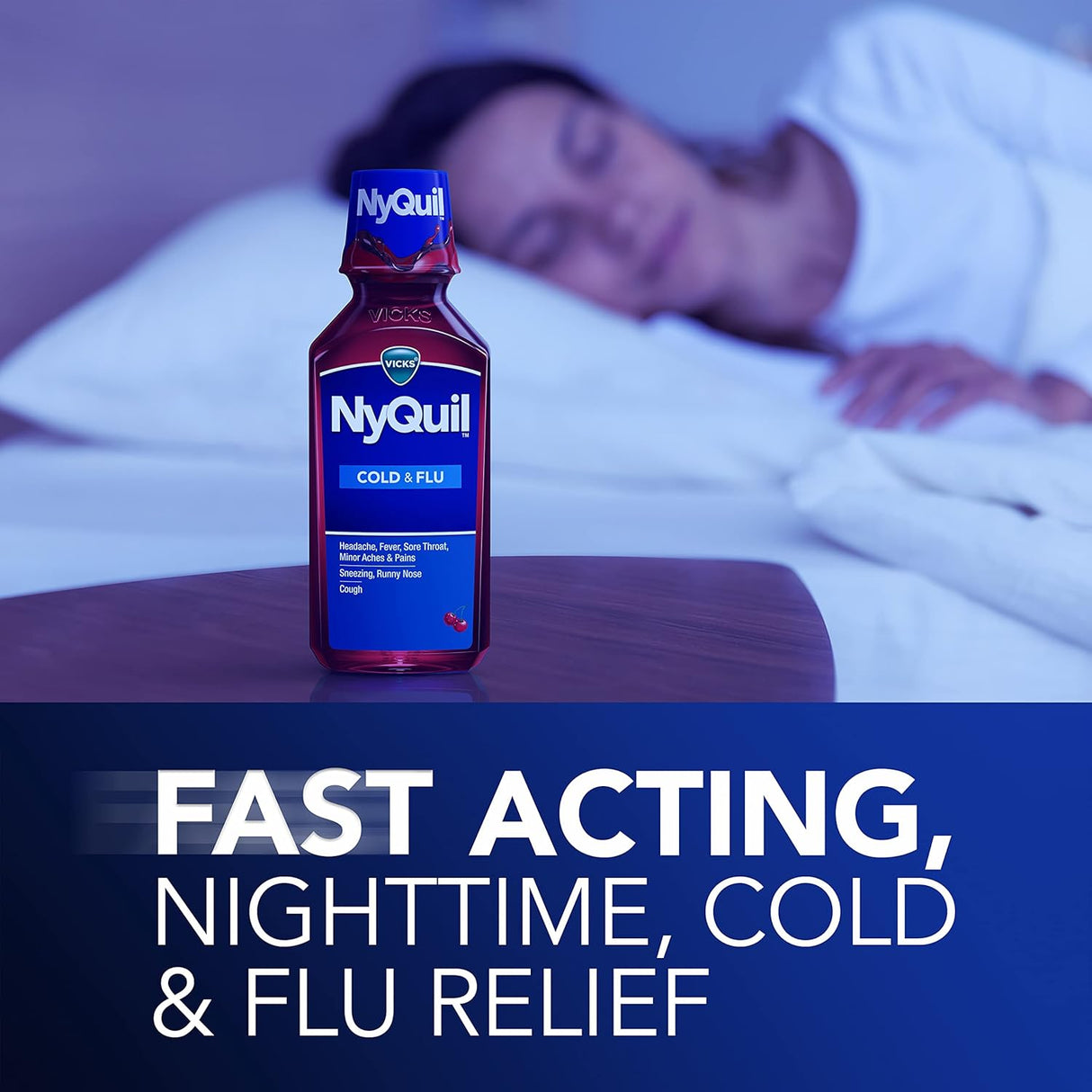 Vicks NyQuil Cold & Flu Liquid, Cherry, 8 fl oz - 37000080808 - LL Medico