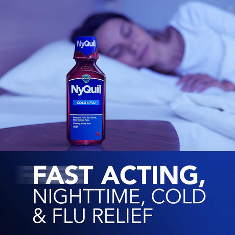 Vicks NyQuil Cold & Flu Liquid, Cherry, 8 fl oz - 37000080808 - LL Medico