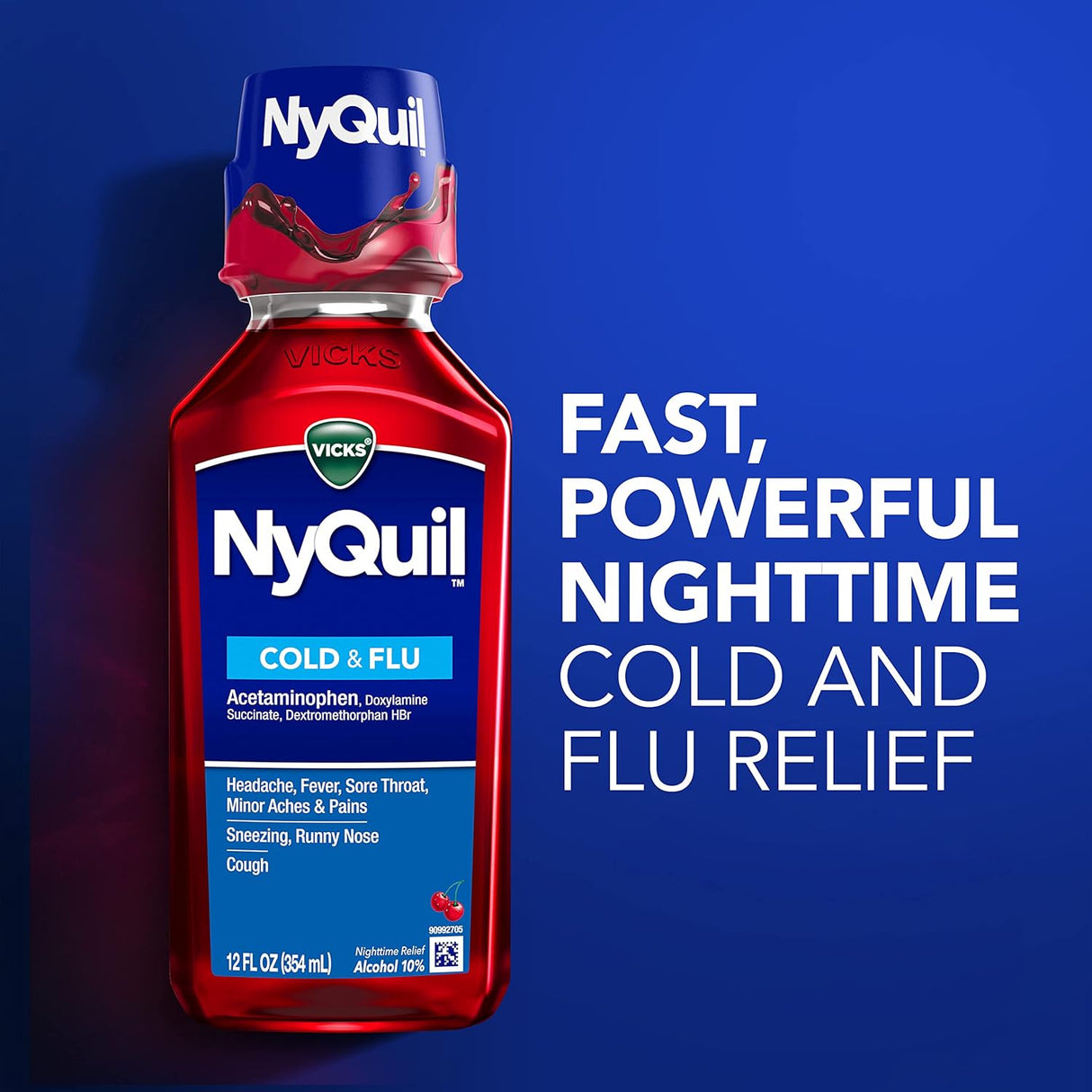 Vicks NyQuil Cold & Flu Liquid, Cherry, 8 fl oz - 37000080808 - LL Medico