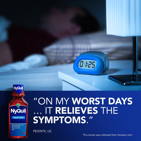 Vicks NyQuil Cold & Flu Liquid, Cherry, 8 fl oz - 37000080808 - LL Medico