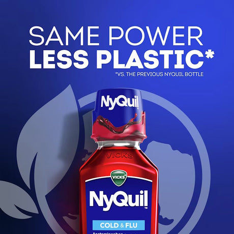 Vicks NyQuil Cold & Flu Liquid, Cherry, 8 fl oz - 37000080808 - LL Medico