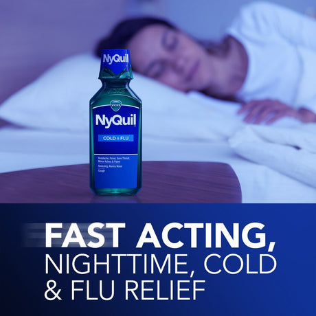 Vicks NyQuil Cold & Flu Nighttime Relief Liquid, 12 fl oz - 37000080712 - LL Medico