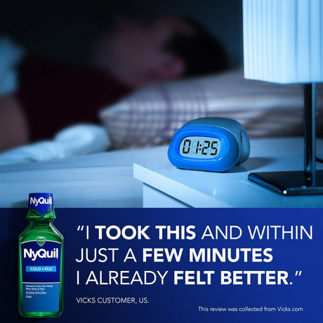 Vicks NyQuil Cold & Flu Nighttime Relief Liquid, 12 fl oz - 37000080712 - LL Medico