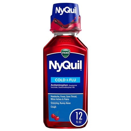 Vicks NyQuil Cold & Flu Nighttime Relief Liquid, 12 fl oz - 37000080712 - LL Medico
