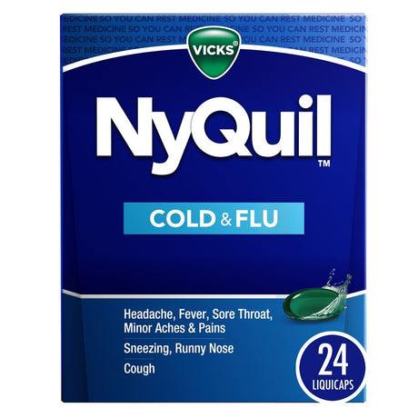 Vicks NyQuil Cold & Flu Relief LiquiCaps, 24 ct - 37000055724 - LL Medico