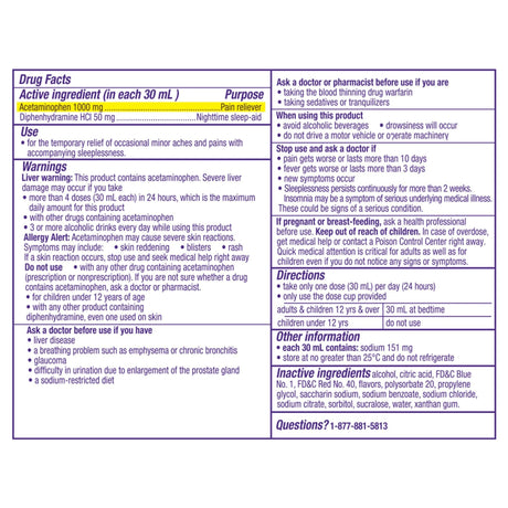 Vicks ZzzQuil Night Pain Nighttime Sleep-Aid Pain Reliever Liquid, Midnight Berry, 12 fl oz - 32390004089-Single - LL Medico