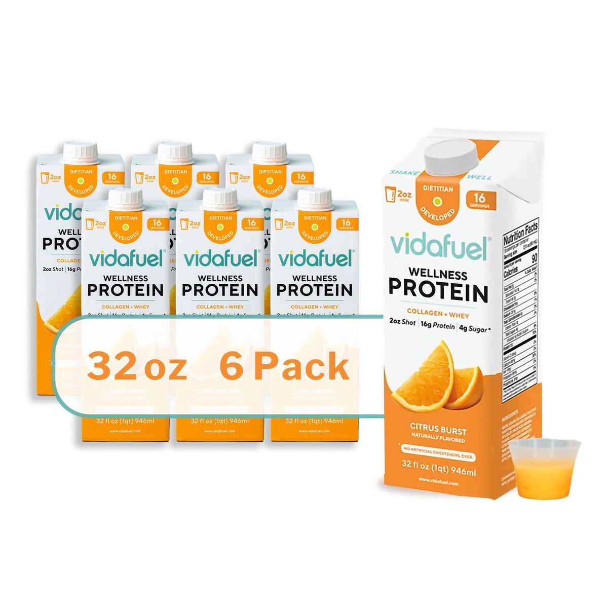VidaFuel Wellness Protein Drink, Citrus Burst, 32 oz - 03-322A-Single - LL Medico