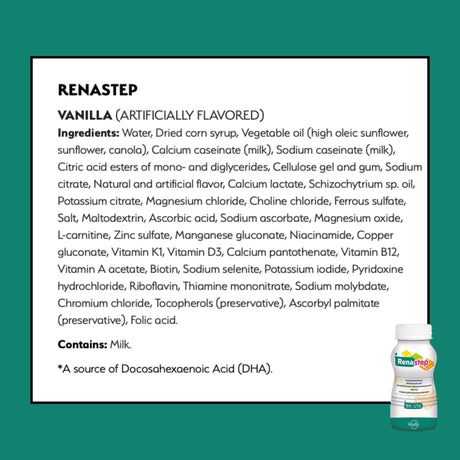 Vitaflo Renastep Pediatric Renal Oral Supplement, Vanilla, 6.7 oz - 812539024842-Bottle - LL Medico