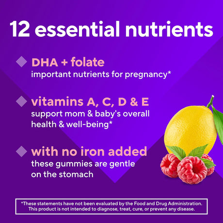 Vitafusion Prenatal Gummy Vitamins, Raspberry Lemonade Flavor, 90 ct - 02791701950 - LL Medico