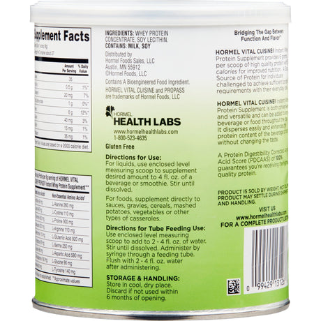 Vital Cuisine PROPASS Instant Whey Protein Supplement, Unflavored Powder, 7.5 oz Can - 13126-Single - LL Medico