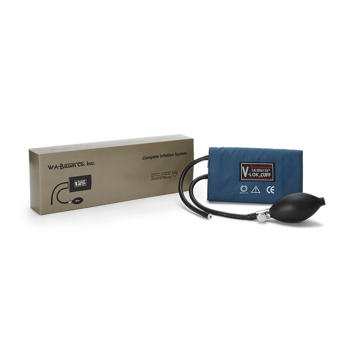 W.A. Baum Calibrated V-Lok Blood Pressure Cuff and Bulb, Large Adult - 1825-Single - LL Medico