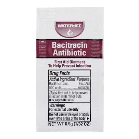 Water Jel Bacitracin Zinc Ointment, First Aid Antibiotic, 0.9 Gram Individual Packet - WJBA1800.00.000-Box - LL Medico