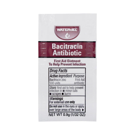 Water Jel Bacitracin Zinc Ointment, First Aid Antibiotic, 0.9 Gram Individual Packet - WJBA1800.00.000-Box - LL Medico