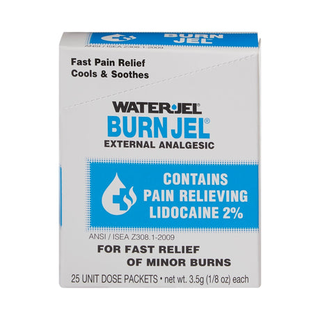 Water Jel Burn Jel, Burn Relief Topical Gel, Lidocaine, 3.5 g Packet - 600U-1.00.000-Box - LL Medico