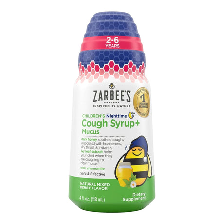 Zarbee's Children's Cough Syrup + Mucus, Mixed Berry, 4 oz - 30045066404-Single - LL Medico