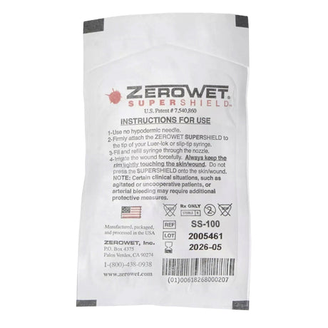 Zerowet Supershield Wound Irrigation Shield, NonSterile, For 20-30 cc Syringe - SS-100NS-Single - LL Medico
