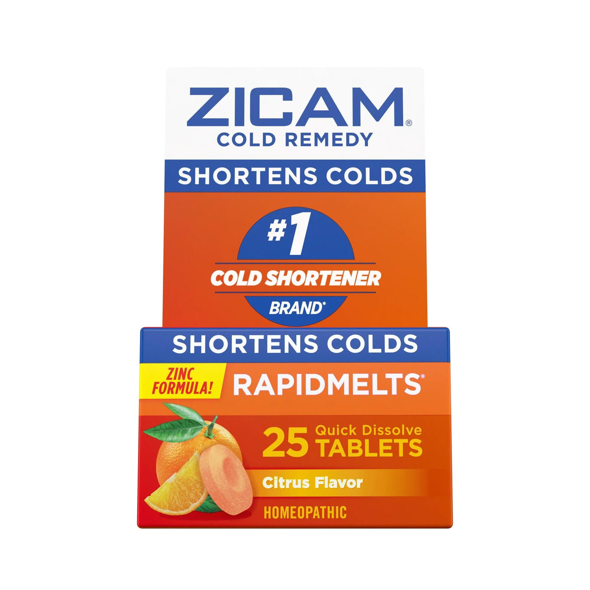 Zicam Zinc Cold Remedy RapidMelts, Quick Dissolve Tablets, Citrus, 25 ct - 62750004410 - LL Medico